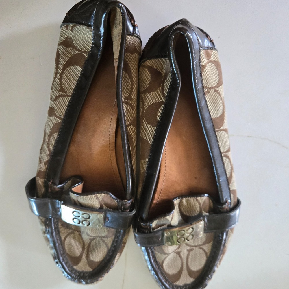 Coach Womens Farrera Loafers Monogram Leather 8.5